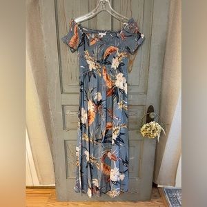 Patrons of Peace floral summer dress size.m off the shoulder party wedding